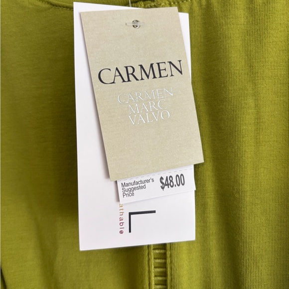 Carmen Marc Valvo Olive Green Short Sleeve Tee - Picture 3 of 4